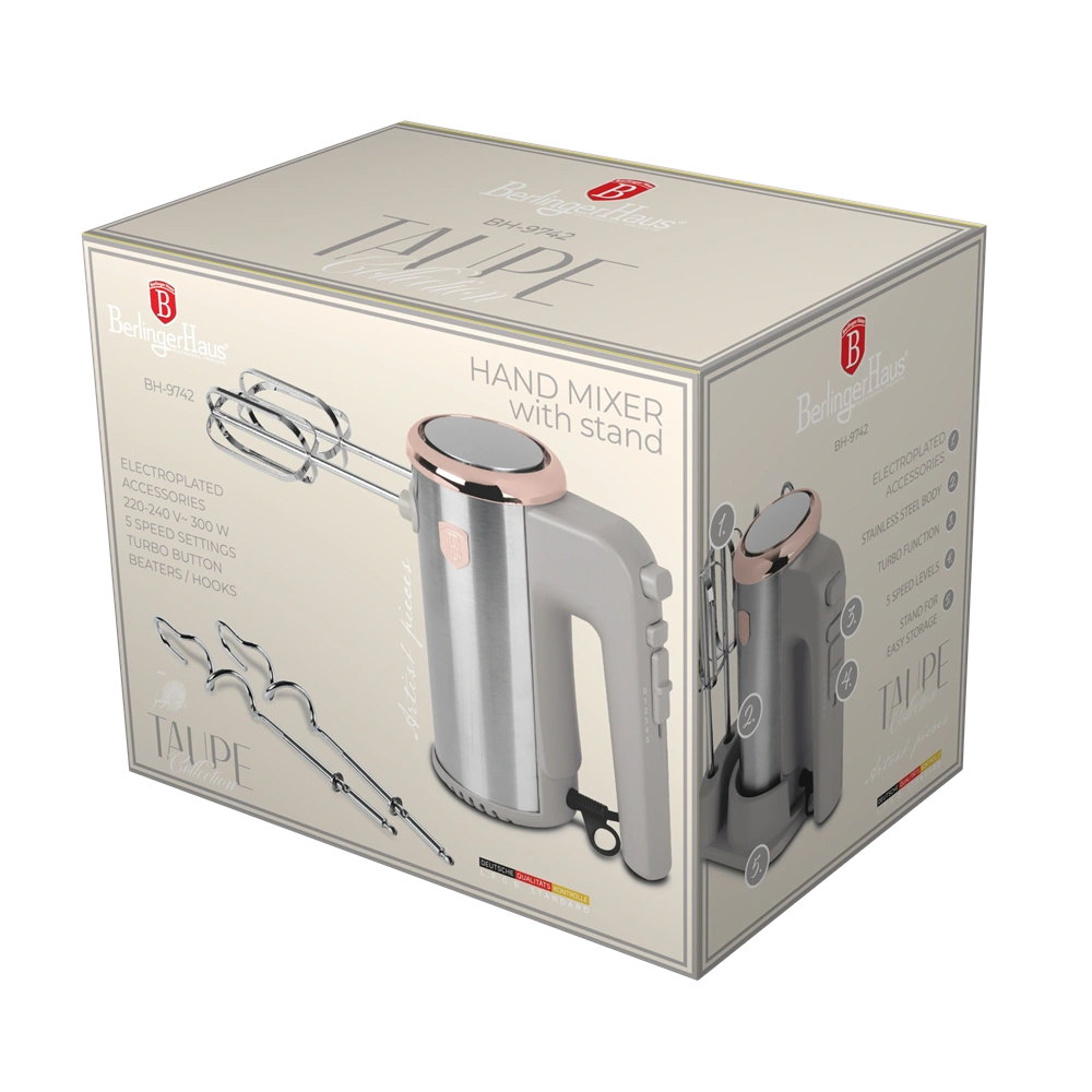 Berlinger Haus BH/9742 taupe állvánnyal kézi mixer