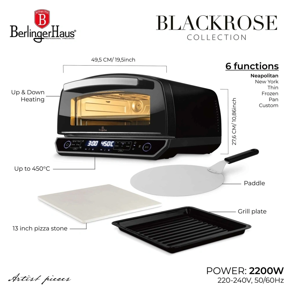 Berlinger Haus BH/9925 fekete- rose gold pizzasütő