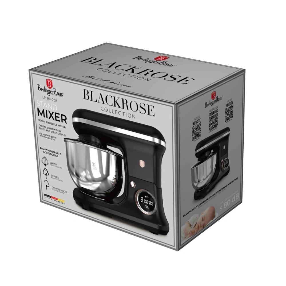 Berlinger Haus LP-BH-238 Black Rose Collection 1200W fekete konyhai robotgép