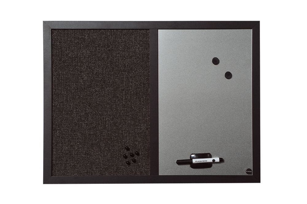 Bi-Office 45x60cm fakeretes ezüst/fekete kombitábla