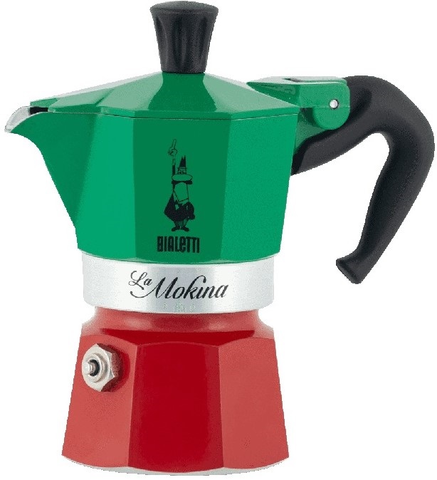 Bialetti La Mokina Italia fél adagos trikolor kotyogós kávéfőző