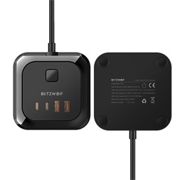 BlitzWolf BW-PC3 8 aljzat 2m 2xUSB/2xType-C fekete elosztó