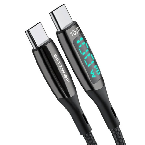Blitzwolf BW-TC23_90 0,9m Type-C fekete adat- és töltőkábel