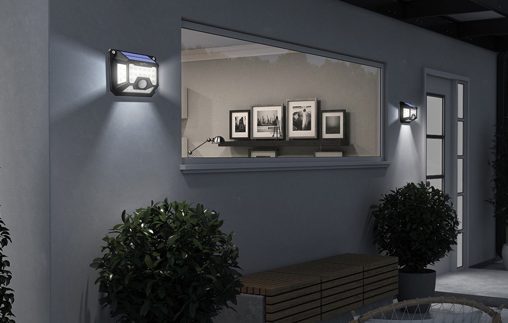 BlitzWolf SM-OLT3 mozgásérzékelős napelemes kültéri LED fali lámpa