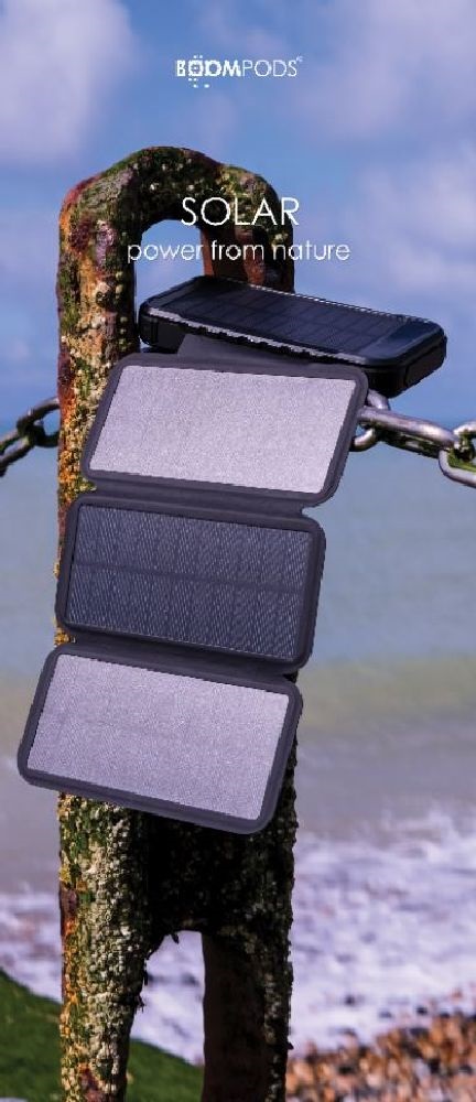 Boompods Neutron Fold Solar fekete 16 000 mAh napelemes powerbank