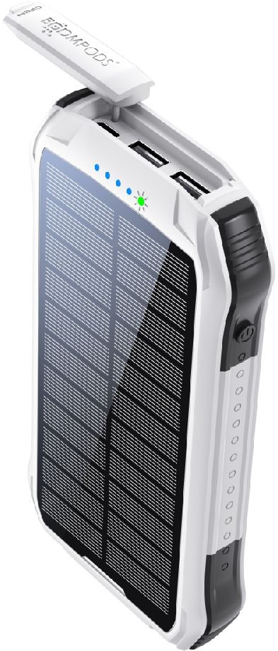 Boompods Neutron Solar fehér 10 000 mAh napelemes powerbank
