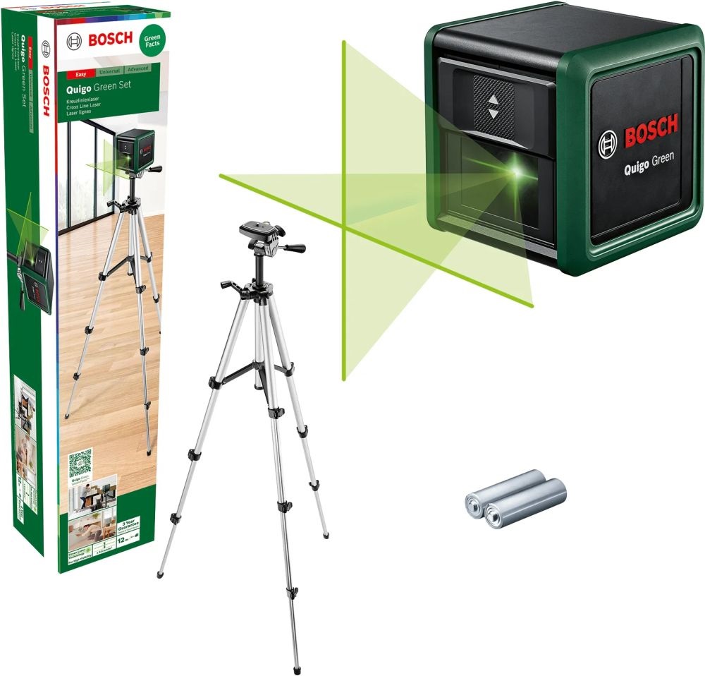 Bosch 0603663C04 Quigo Green Polaris Zöld keresztvonalas szintezőlézer + állvány