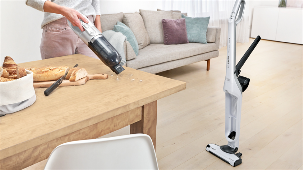 Bosch BBH3ALL28 Flexxo Gen2 2 az 1-ben fehér-ezüst vezeték nélküli álló porszívó