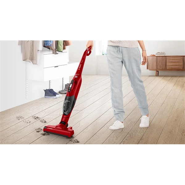 Bosch BBHF214R 2 az 1-ben akkumulátoros piros álló porszívó (Újszerű)