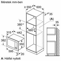 Bosch BFL623MB3 800W 20L fekete beépíthető mikrohullámú sütő