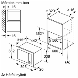Bosch BFL623MB3 800W 20L fekete beépíthető mikrohullámú sütő