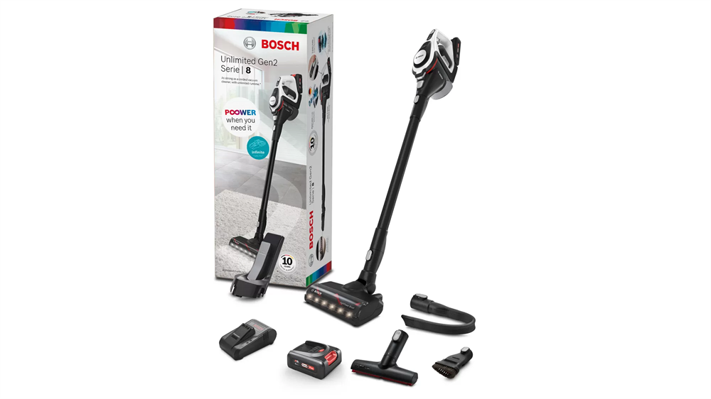 Bosch BSS8224 Unlimited Gen2 fekete-fehér vezeték nélküli álló porszívó