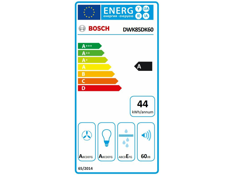Bosch DWK65DK60 fekete, szabadonálló, kürtős, méret:59 cm, zajszint:60 dB, páraelszívó