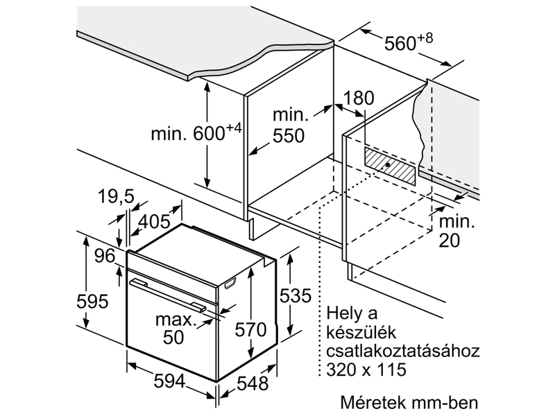 Bosch HBA534EB3 fekete, beépíthető, sütőtér: 71L, grill, légkeverés, sütő