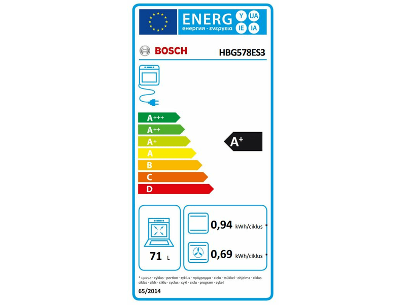 Bosch HBG578ES3 inox, beépíthető, sütőtér: 71L, grill, légkeverés, sütő