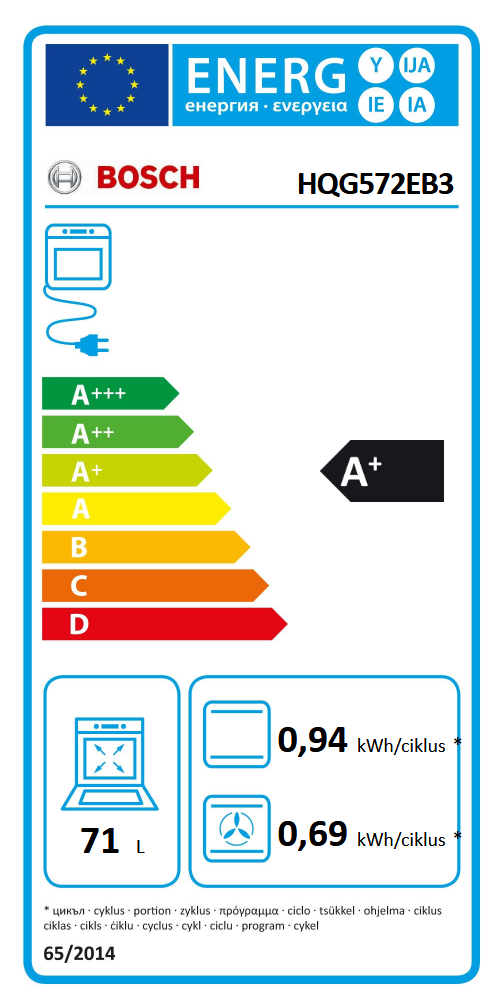 Bosch HQG572EB3 fekete, beépíthető, sütőtér: 71L, grill, légkeverés, sütő