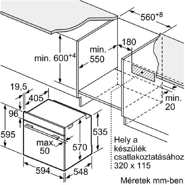 Bosch HQG572EB3 beépíthető fekete sütő