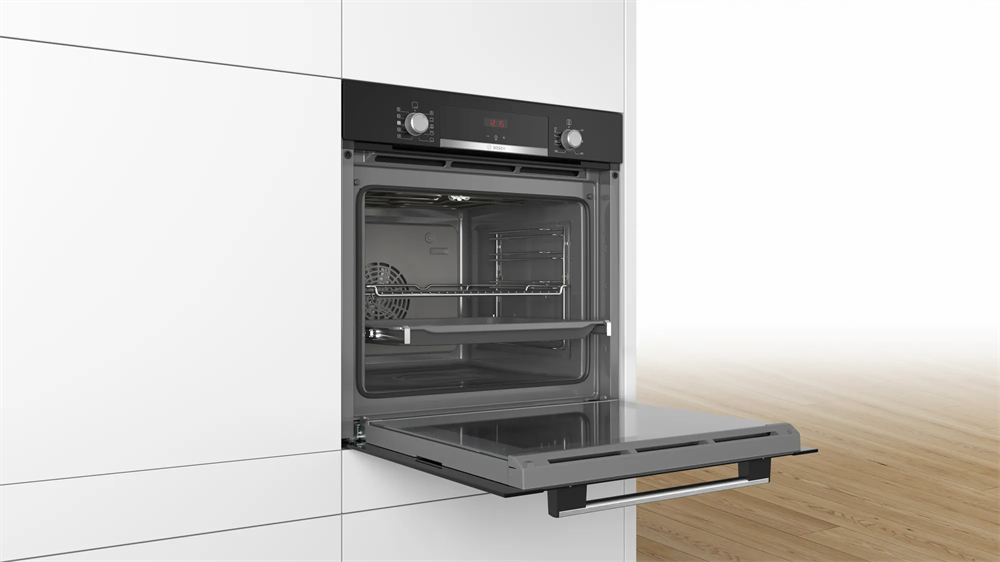 Bosch HRA334EB0 fekete, beépíthető, sütőtér: 71L, grill, légkeverés, hidrolitikus, sütő