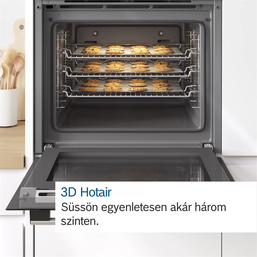 Bosch HRA334EB0 fekete, beépíthető, sütőtér: 71L, grill, légkeverés, hidrolitikus, sütő