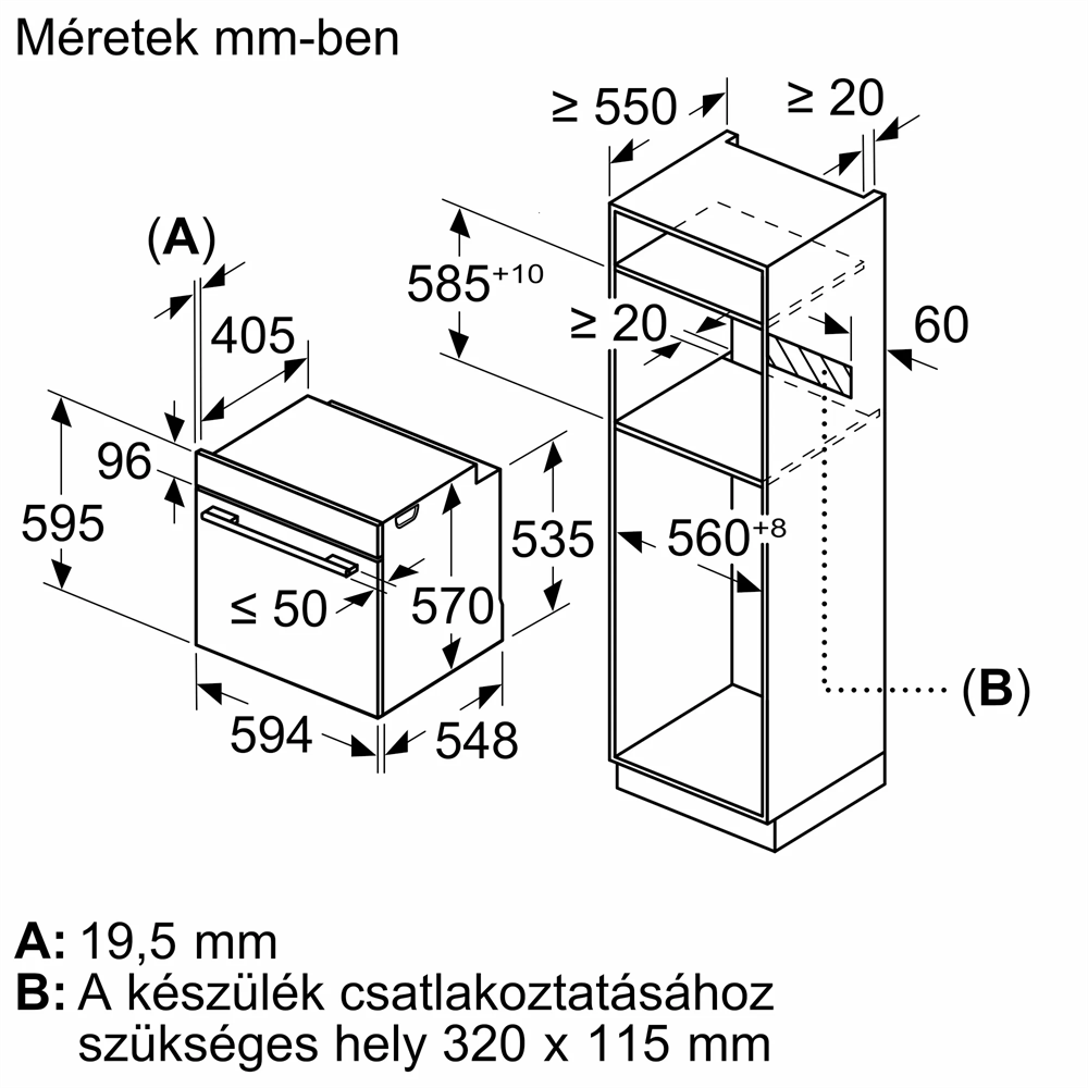 Bosch HRA334EB0 fekete, beépíthető, sütőtér: 71L, grill, légkeverés, hidrolitikus, sütő