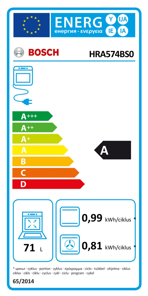 Bosch HRA574BS0 inox, beépíthető, sütőtér: 71L, légkeverés, pirolitikus, sütő