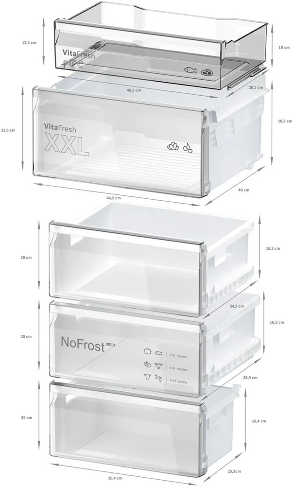 Bosch KGN392LCF alulfagyasztós, Hűtő: 260L, Fagyasztó: 103 L,  MultiAirFlow hűtőszekrény