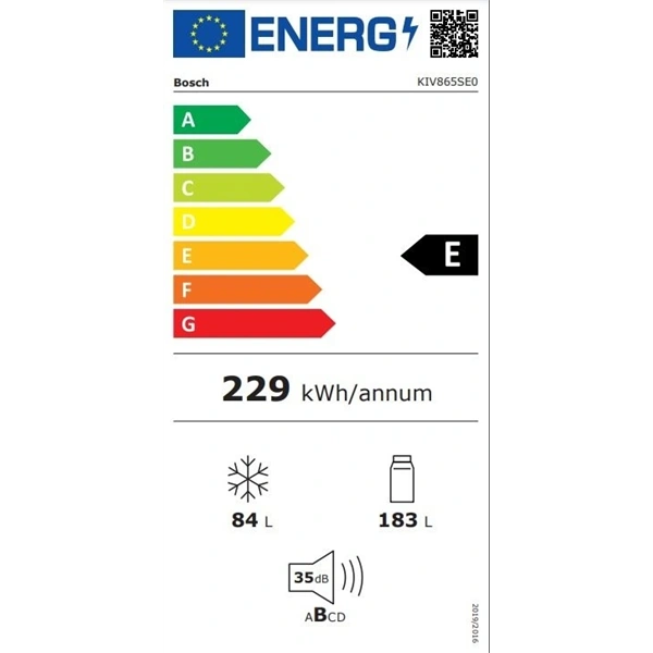 Bosch KIN865SE0 alulfagyasztós, beépíthető,Hűtő:184L, Fagyasztó:76L, No frost hűtőszekrény