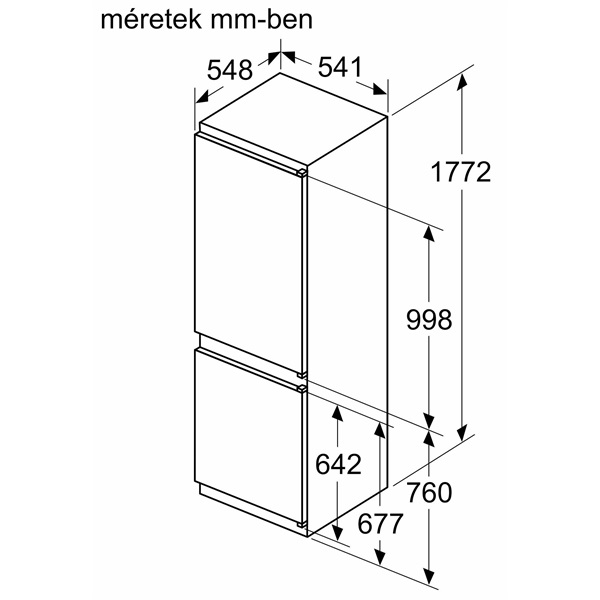 Bosch KIV865SE0 beépíthető alulfagyasztós hűtőszekrény