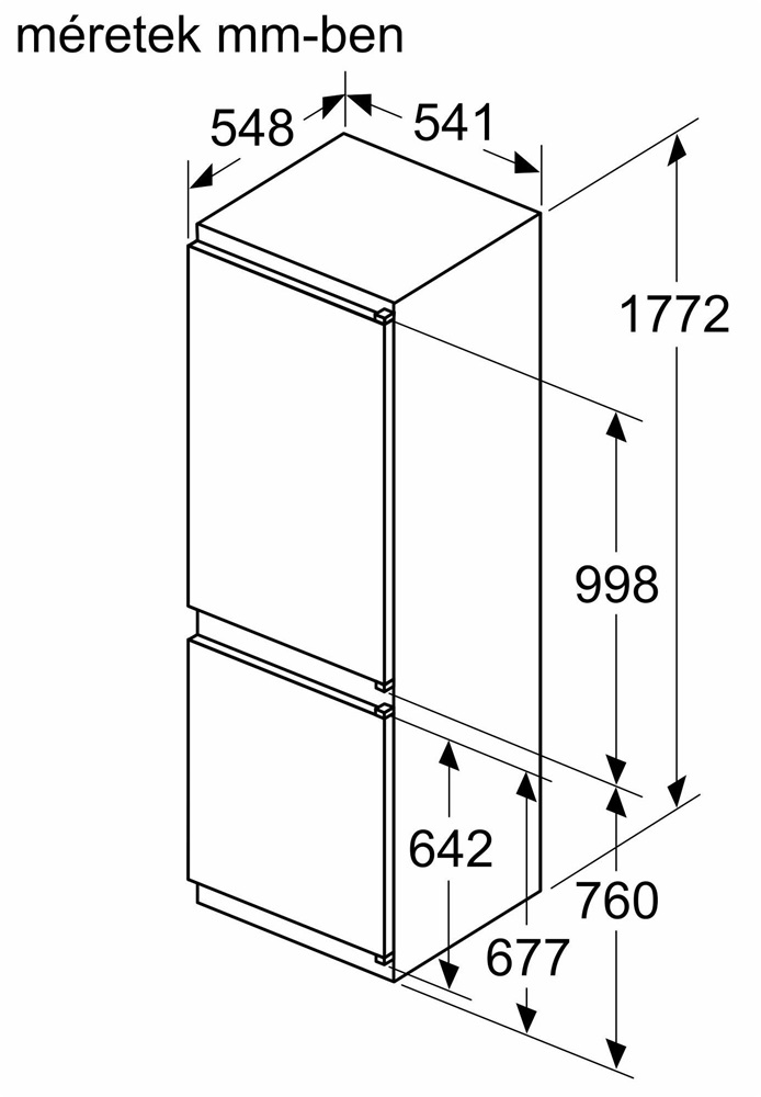 Bosch KIV865SE0 alulfagyasztós, beépíthető, Hűtő:183L, Fagyasztó:84L, Low frost hűtőszekrény