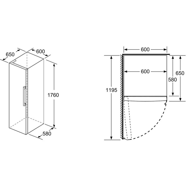 Bosch KSV33VLEP inox, egyajtós, Hűtő: 324L hűtőszekrény
