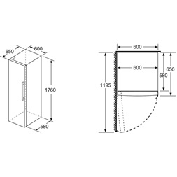 Bosch KSV33VLEP inox, egyajtós, Hűtő: 324L hűtőszekrény