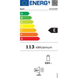 Bosch KSV33VWEP fehér, egyajtós, Hűtő: 324L, hűtőszekrény