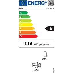 Bosch KSV36VLEP egyajtós, Hűtő: 346L hűtőszekrény