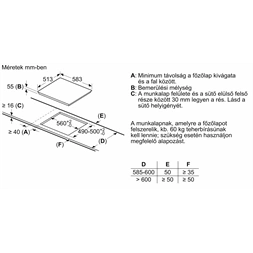 Bosch PUE64KBB5E fekete, beépíthető, indukciós, főzőzóna: 4, beépíthető méret: 56cm, főzőlap