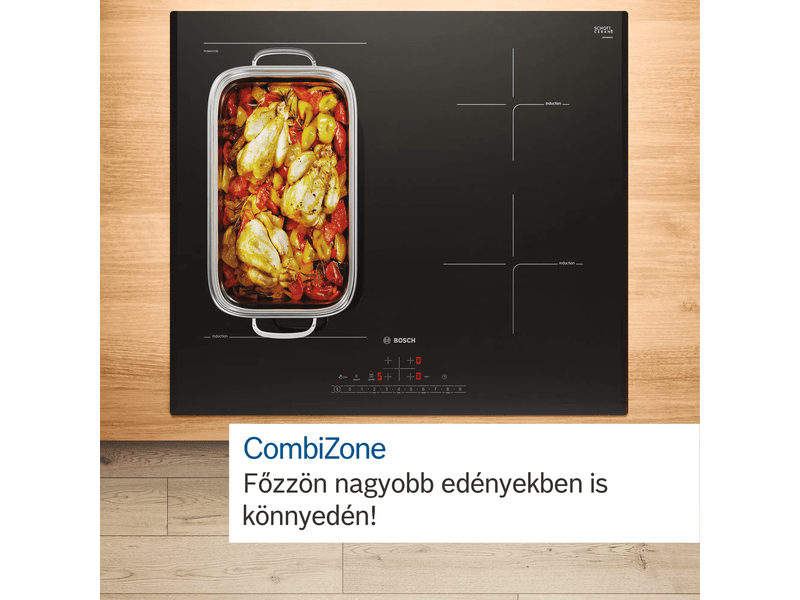 Bosch PVS631HB1E fekete, beépíthető, indukciós, főzőzóna: 4, beépíthető méret: 56cm, főzőlap