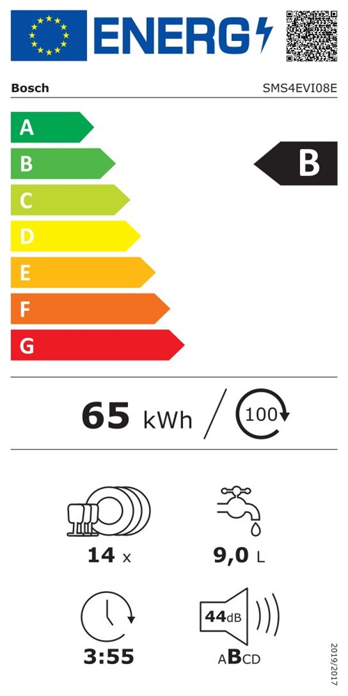Bosch SMS4EVI08E inox, szabadonálló, programok száma:6, 14 terítékes mosogatógép