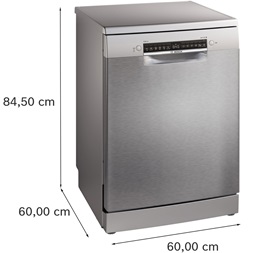Bosch  SMS4HVI14E inox, programok száma:6, szabadonálló, 14 terítékes mosogatógép