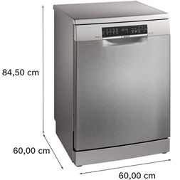 Bosch SMS6ECI12E inox, szabadonálló, programok száma:8, 14 terítékes mosogatógép
