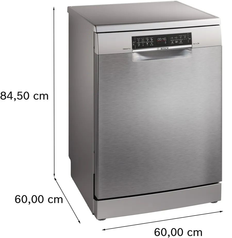 Bosch SMS6ECI12E inox, szabadonálló, programok száma:8, 14 terítékes mosogatógép