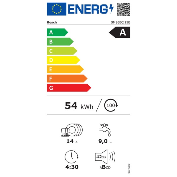 Bosch SMS6ECI15E inox, szabadonálló, programok száma:6, 14 terítékes mosogatógép