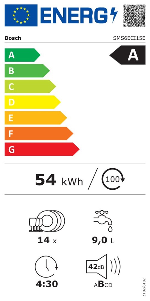 Bosch SMS6ECI15E inox, szabadonálló, programok száma:6, 14 terítékes mosogatógép