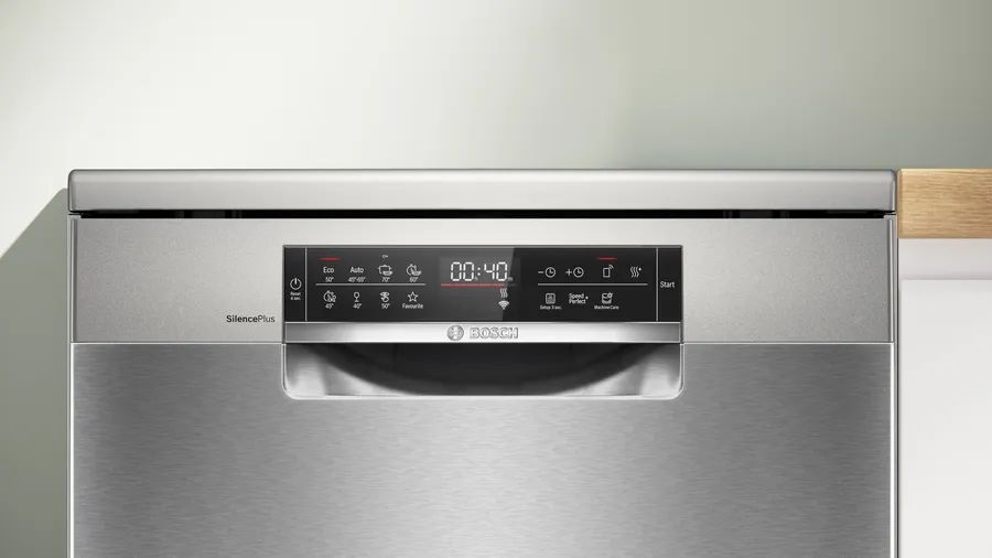 Bosch SMS8ECI02E inox, szabadonálló, programok száma:8, 14 terítékes mosogatógép