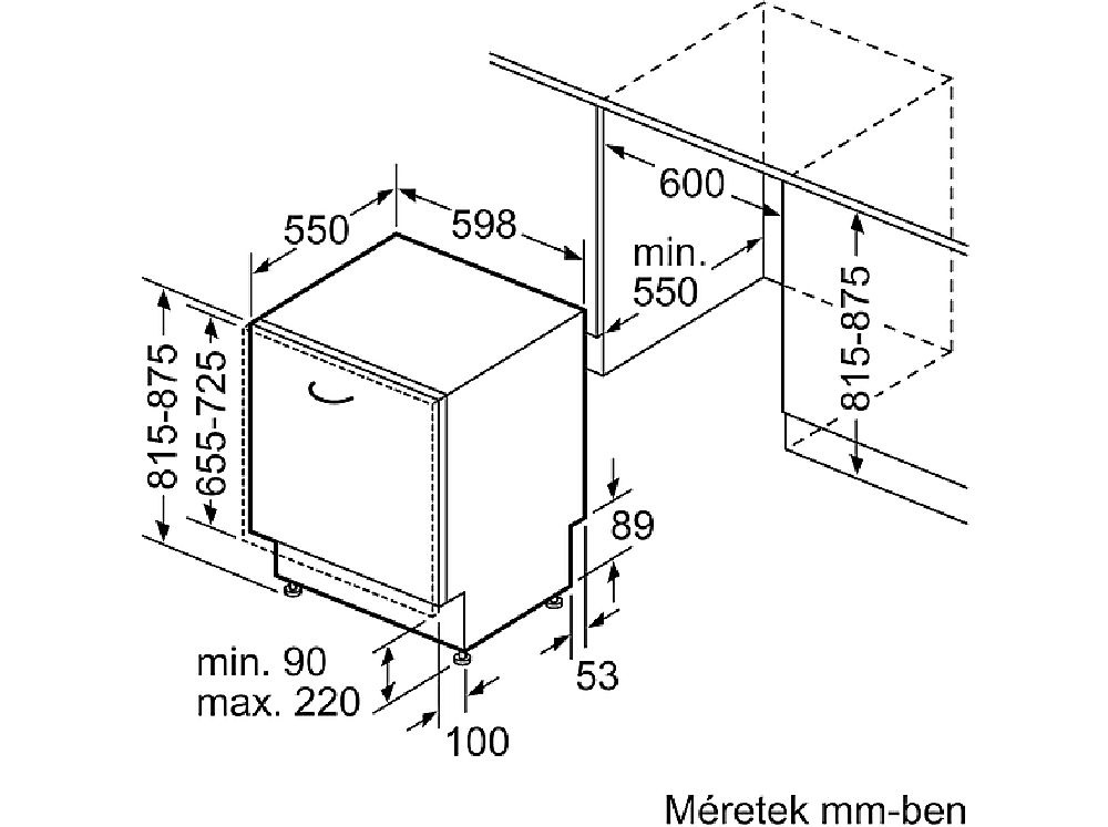 Bosch SMV4HTX00E programok száma: 6, beépíthető, 13 terítékes mosogatógép 