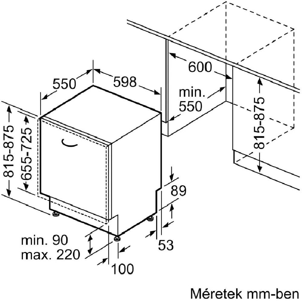 Bosch SMV4HVX00E programok száma: 6, beépíthető, 14 terítékes mosogatógép 
