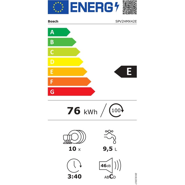 Bosch SPV2HMX42E programok száma: 5, beépíthető, 10 terítékes mosogatógép