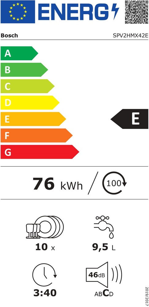 Bosch SPV2HMX42E programok száma: 5, beépíthető, 10 terítékes mosogatógép
