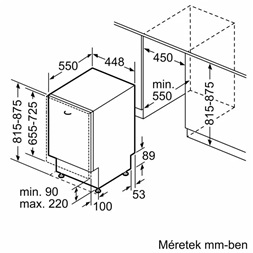Bosch SPV4EMX24E fehér, programok száma: 6, beépíthető, 10 terítékes mosogatógép 