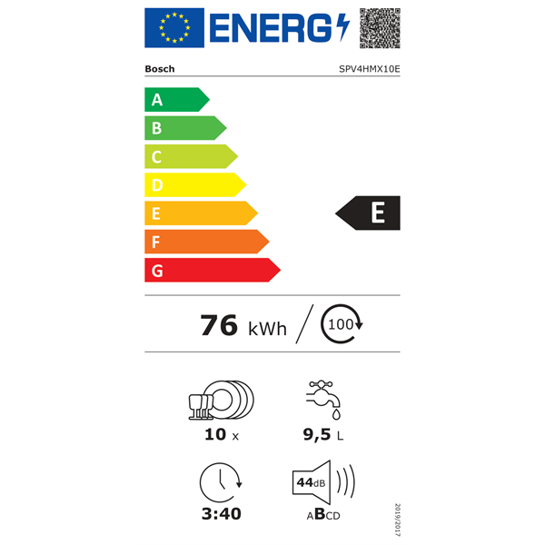 Bosch SPV4HMX10E beépíthető keskeny 10 terítékes mosogatógép