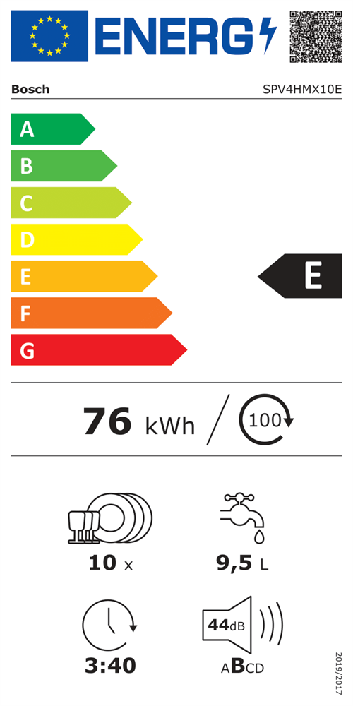 Bosch SPV4HMX10E programok száma: 6, keskeny beépíthető, 10 terítékes mosogatógép 