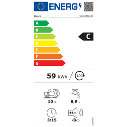 Bosch SPV6EMX05E beépíthető keskeny 10 terítékes mosogatógép